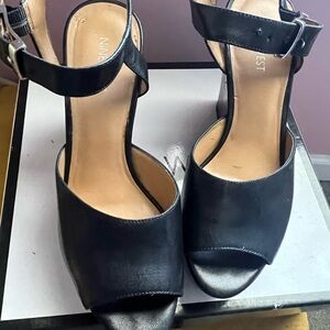 Nine West Black Open-Toe Ankle Strap Heels